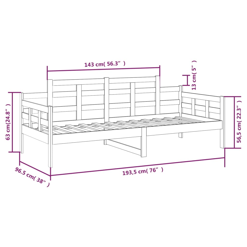 vidaXL Sofá cama madera maciza de pino 90x190 cm