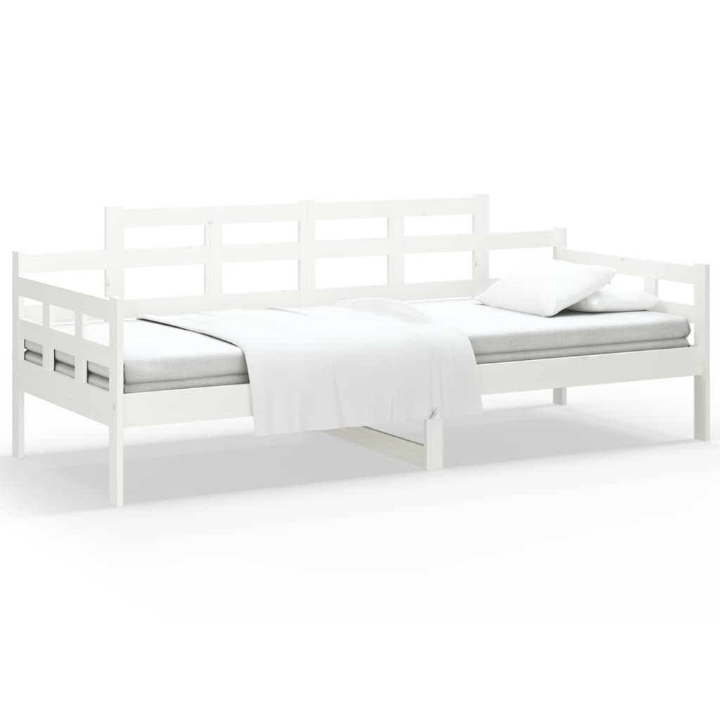 vidaXL Sofá cama madera maciza de pino blanco 90x190 cm