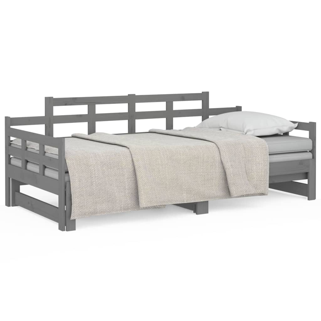 vidaXL Sofá cama extraíble sin colchón gris 2x(90x200) cm