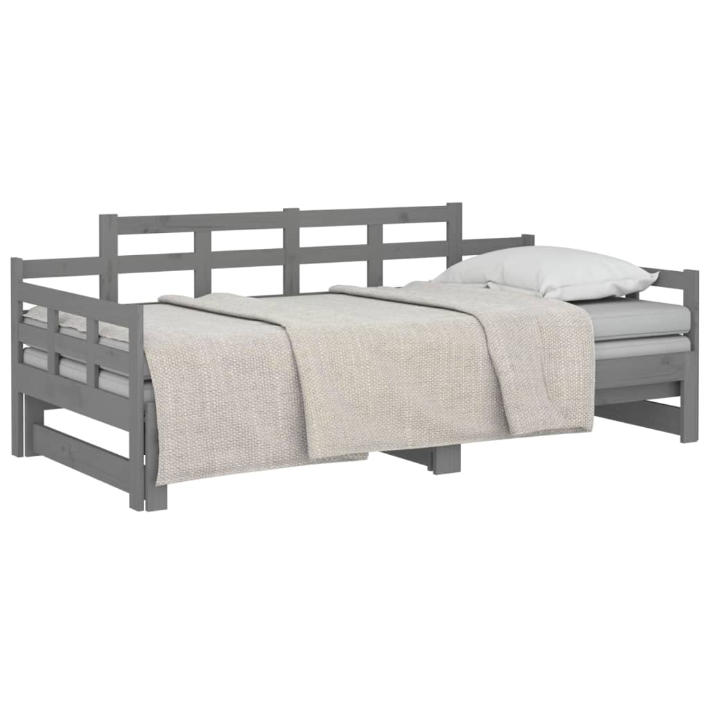 vidaXL Sofá cama extraíble sin colchón gris 2x(90x200) cm