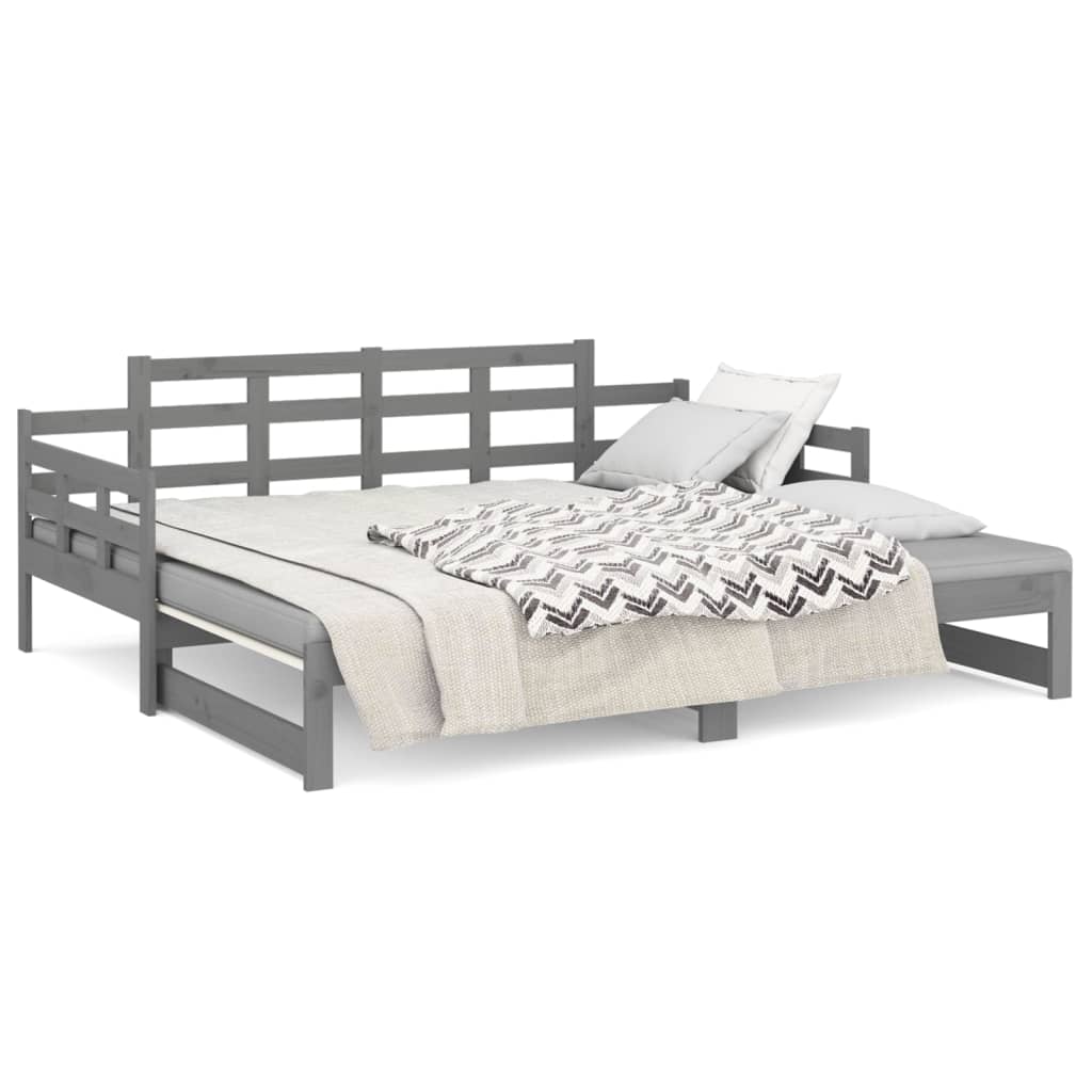 vidaXL Sofá cama extraíble sin colchón gris 2x(90x200) cm