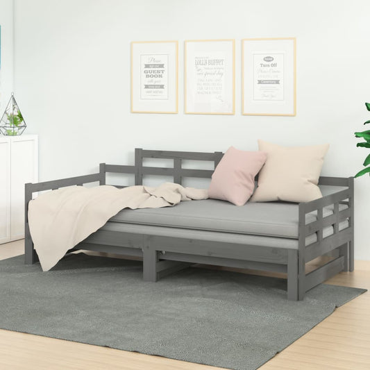 vidaXL Sofá cama extraíble sin colchón gris 2x(90x200) cm