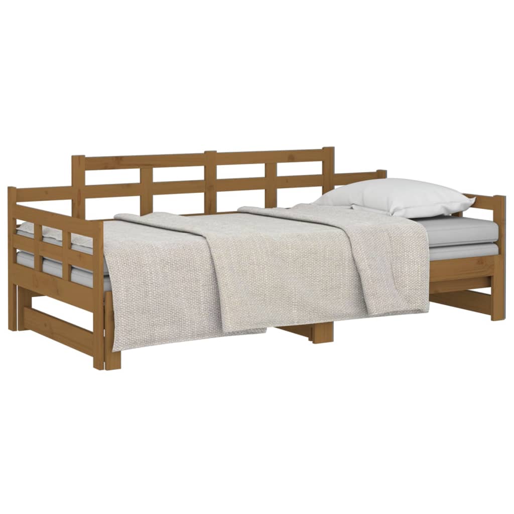 vidaXL Sofá cama extraíble madera maciza pino marrón miel 2x(90x200)cm