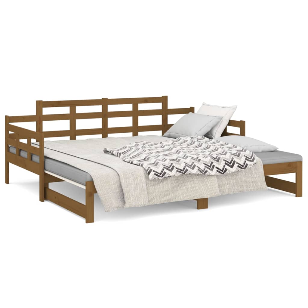 vidaXL Sofá cama extraíble madera maciza pino marrón miel 2x(90x200)cm