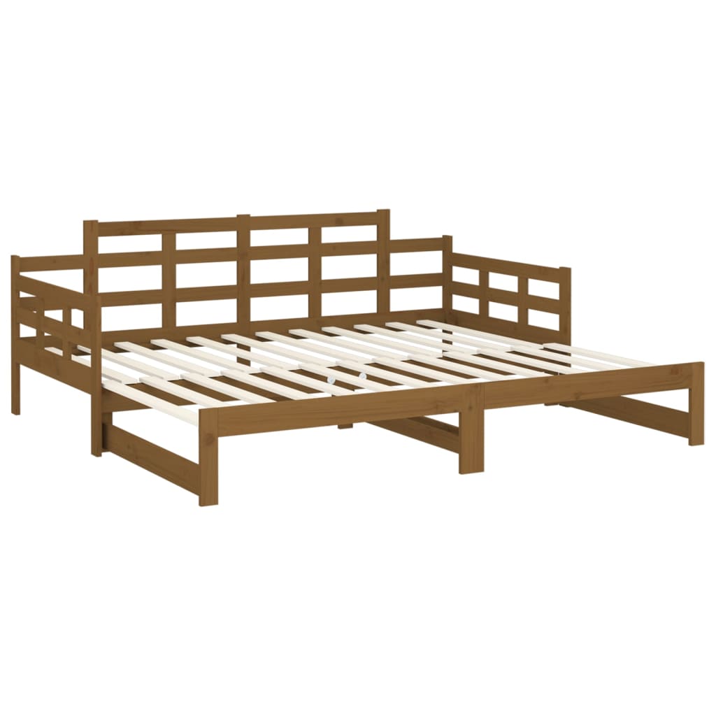 vidaXL Sofá cama extraíble madera maciza pino marrón miel 2x(90x200)cm