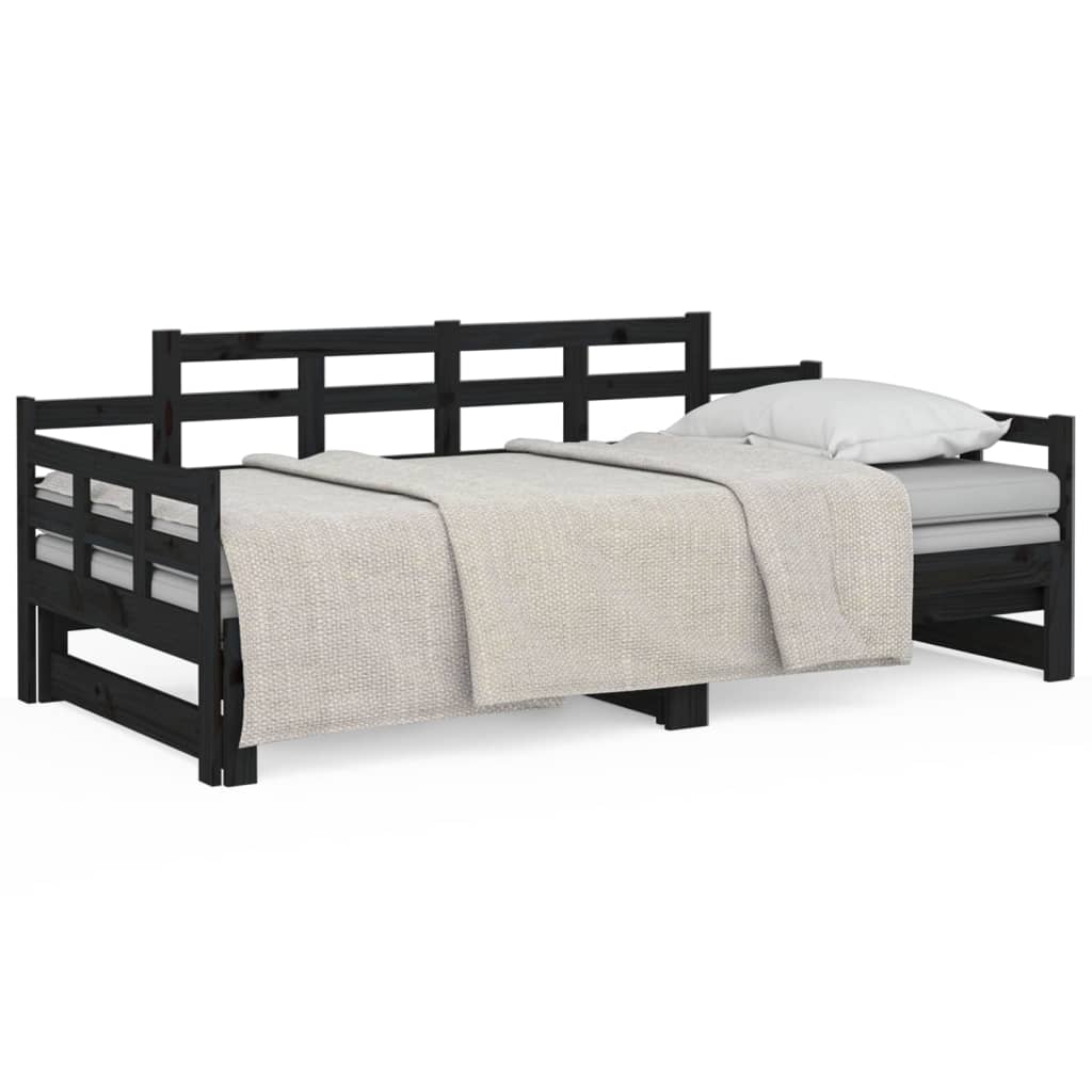 vidaXL Sofá cama extraíble sin colchón negro 2x(90x200) cm