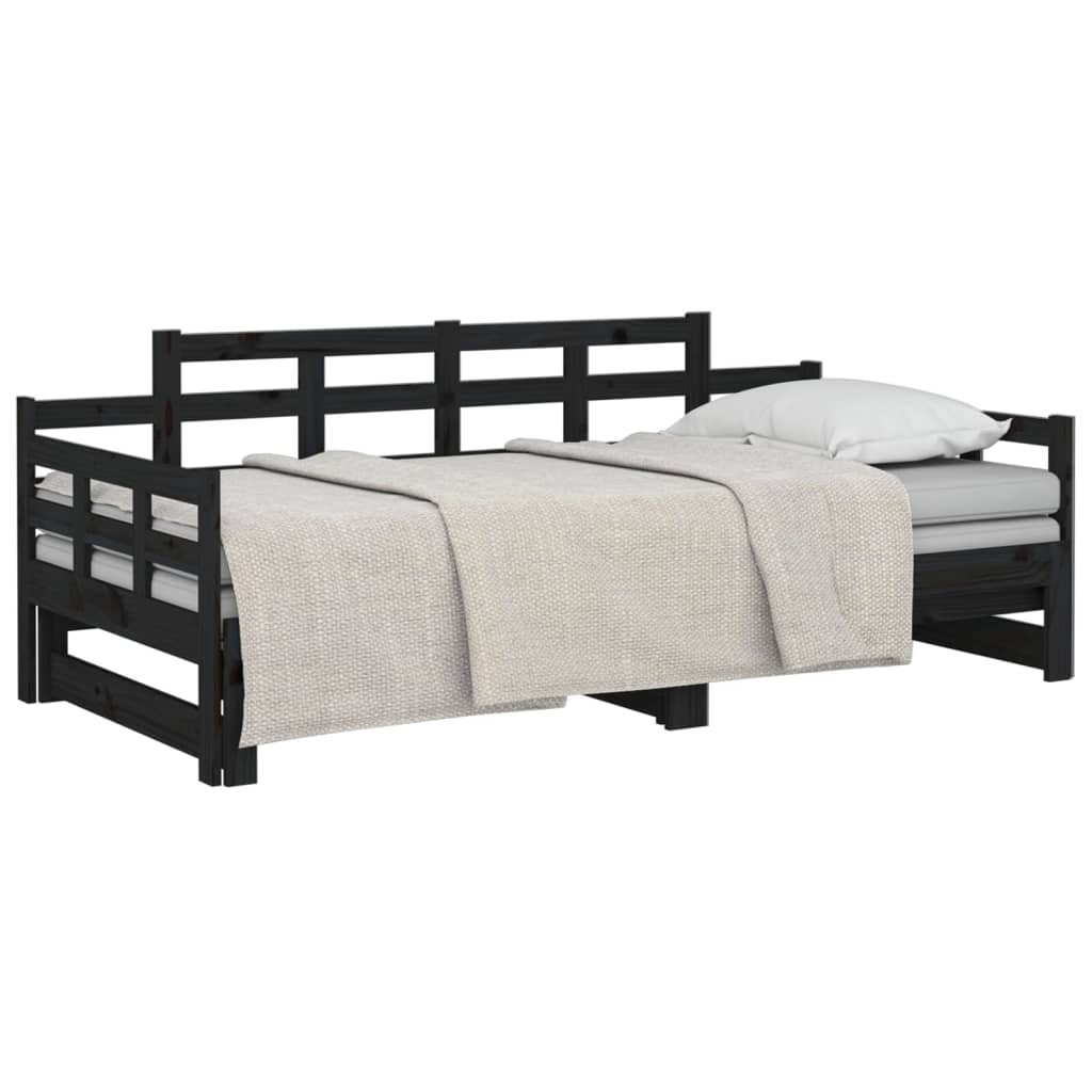 vidaXL Sofá cama extraíble sin colchón negro 2x(90x200) cm