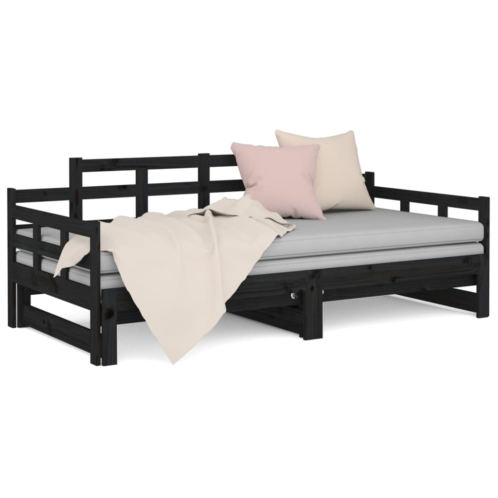 vidaXL Sofá cama extraíble sin colchón negro 2x(90x200) cm