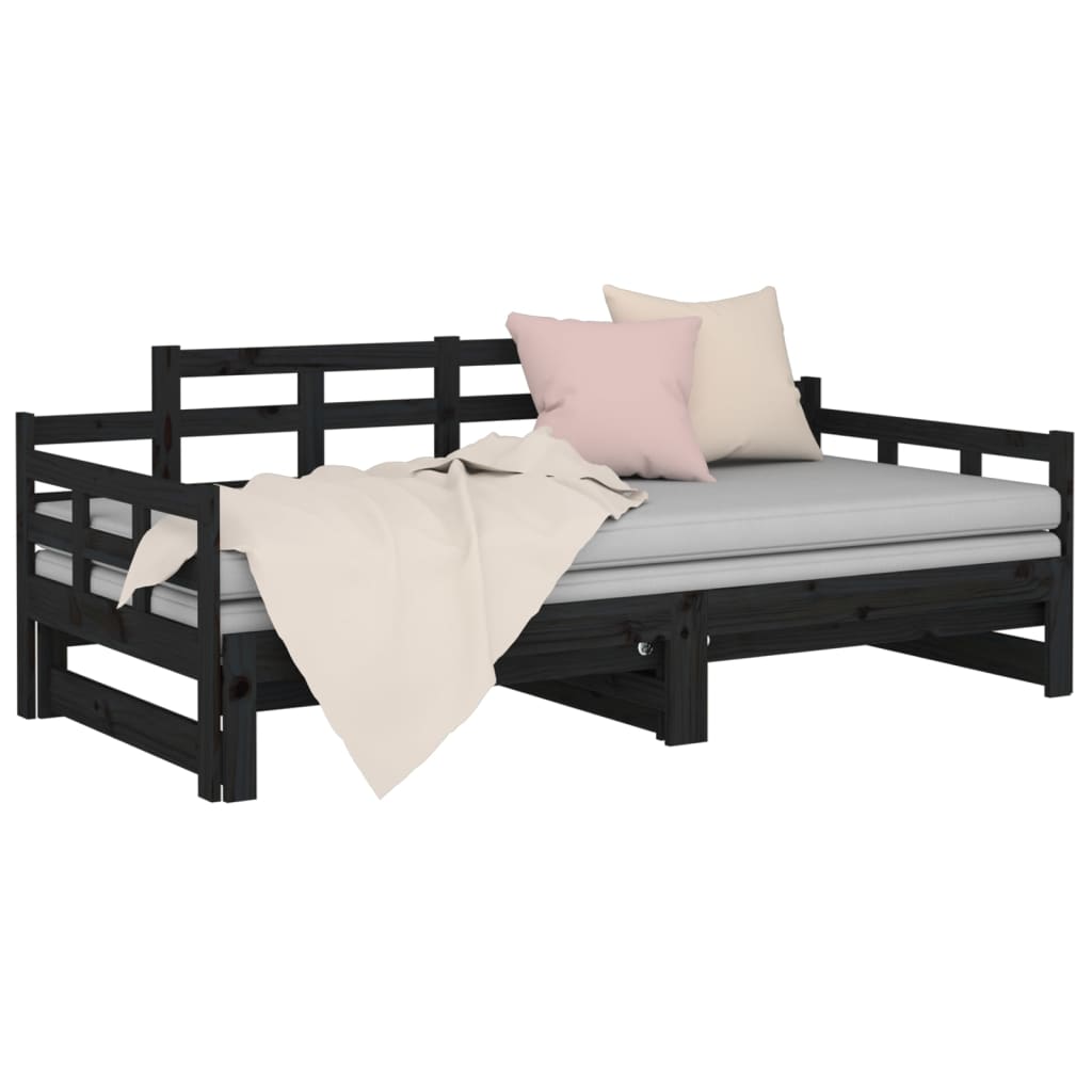 vidaXL Sofá cama extraíble sin colchón negro 2x(90x200) cm