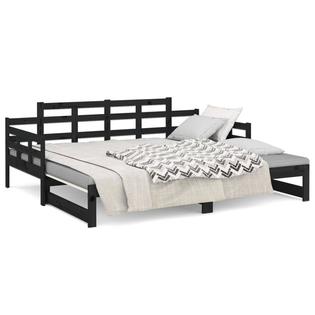 vidaXL Sofá cama extraíble sin colchón negro 2x(90x200) cm