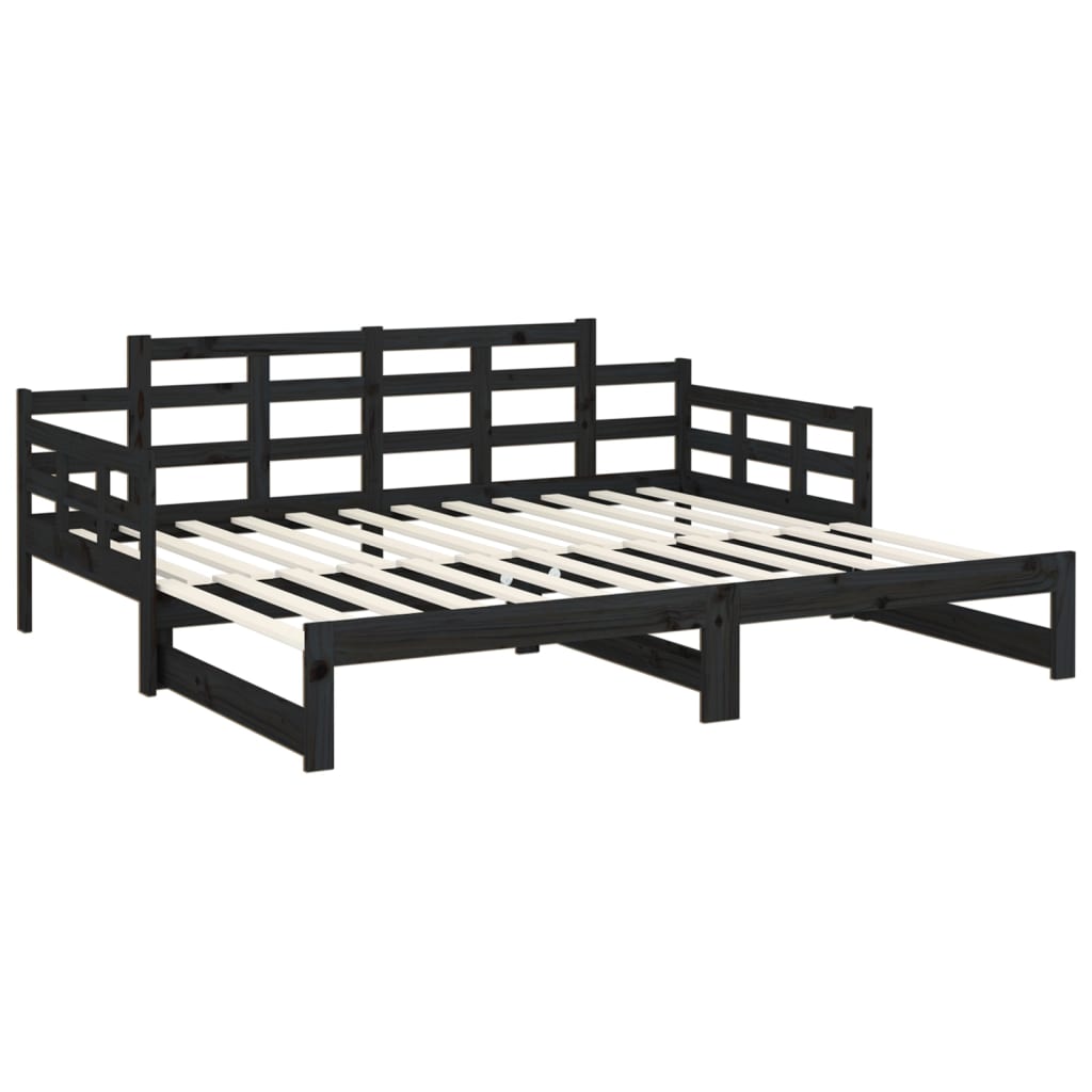 vidaXL Sofá cama extraíble sin colchón negro 2x(90x200) cm