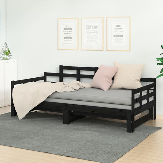 vidaXL Sofá cama extraíble sin colchón negro 2x(90x200) cm