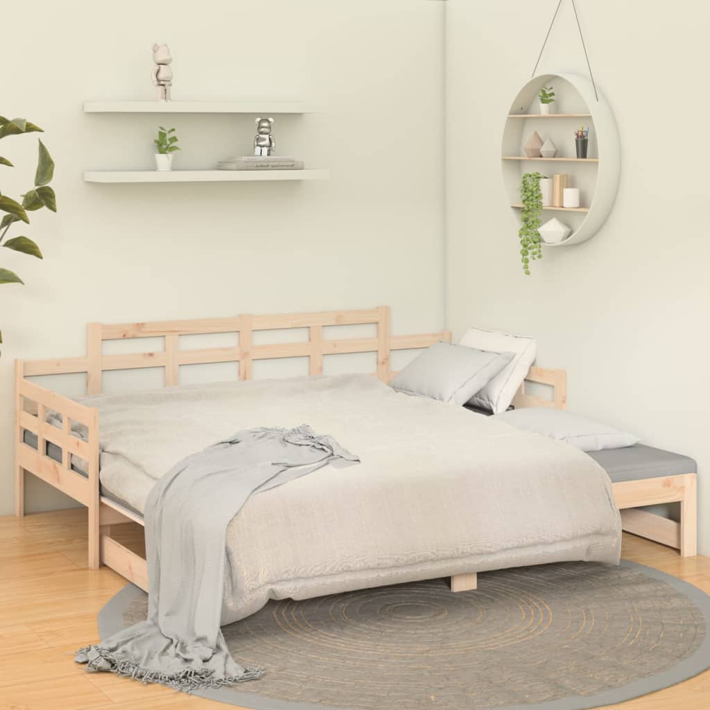 vidaXL Sofá cama extraíble madera maciza de pino 2x(80x200) cm