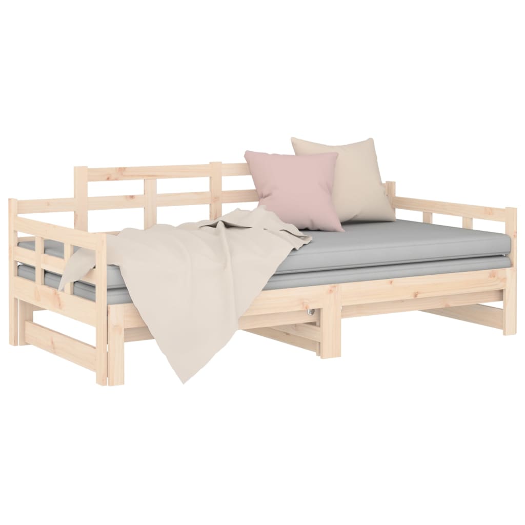 vidaXL Sofá cama extraíble madera maciza de pino 2x(80x200) cm