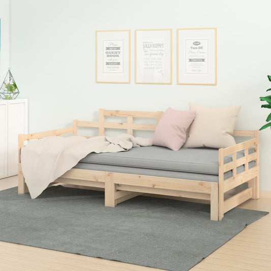 vidaXL Sofá cama extraíble madera maciza de pino 2x(80x200) cm