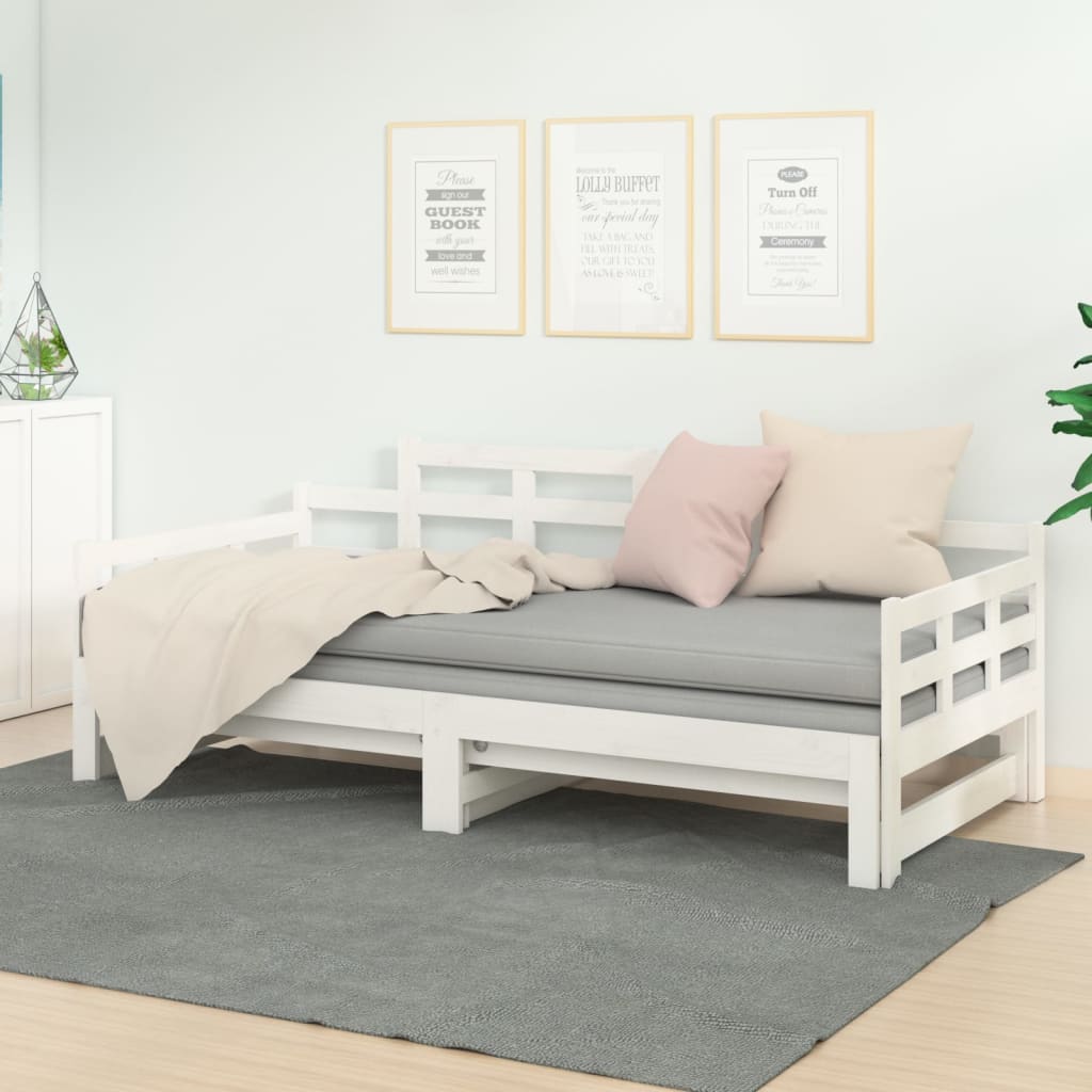 vidaXL Sofá cama extraíble sin colchón blanco 2x(90x190) cm