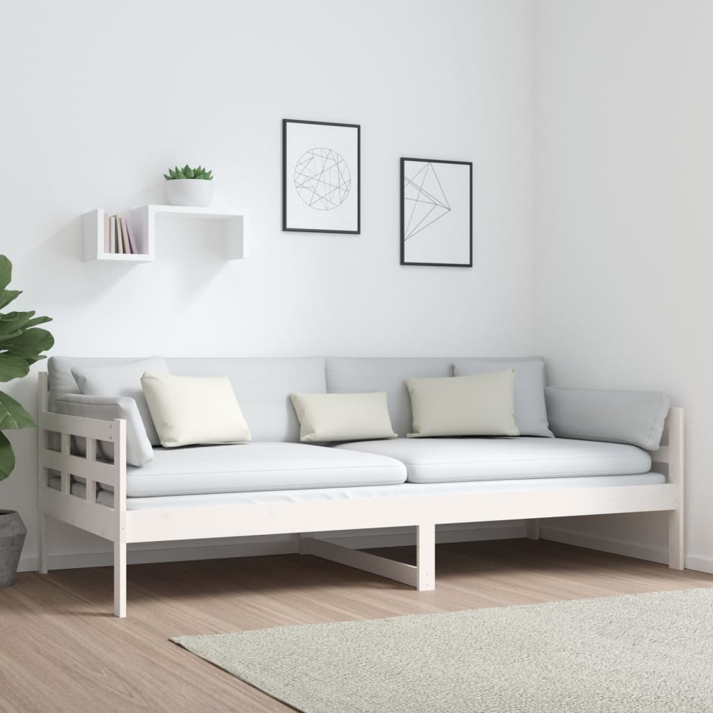 vidaXL Sofá cama sin colchón madera maciza de pino blanco 90x200 cm