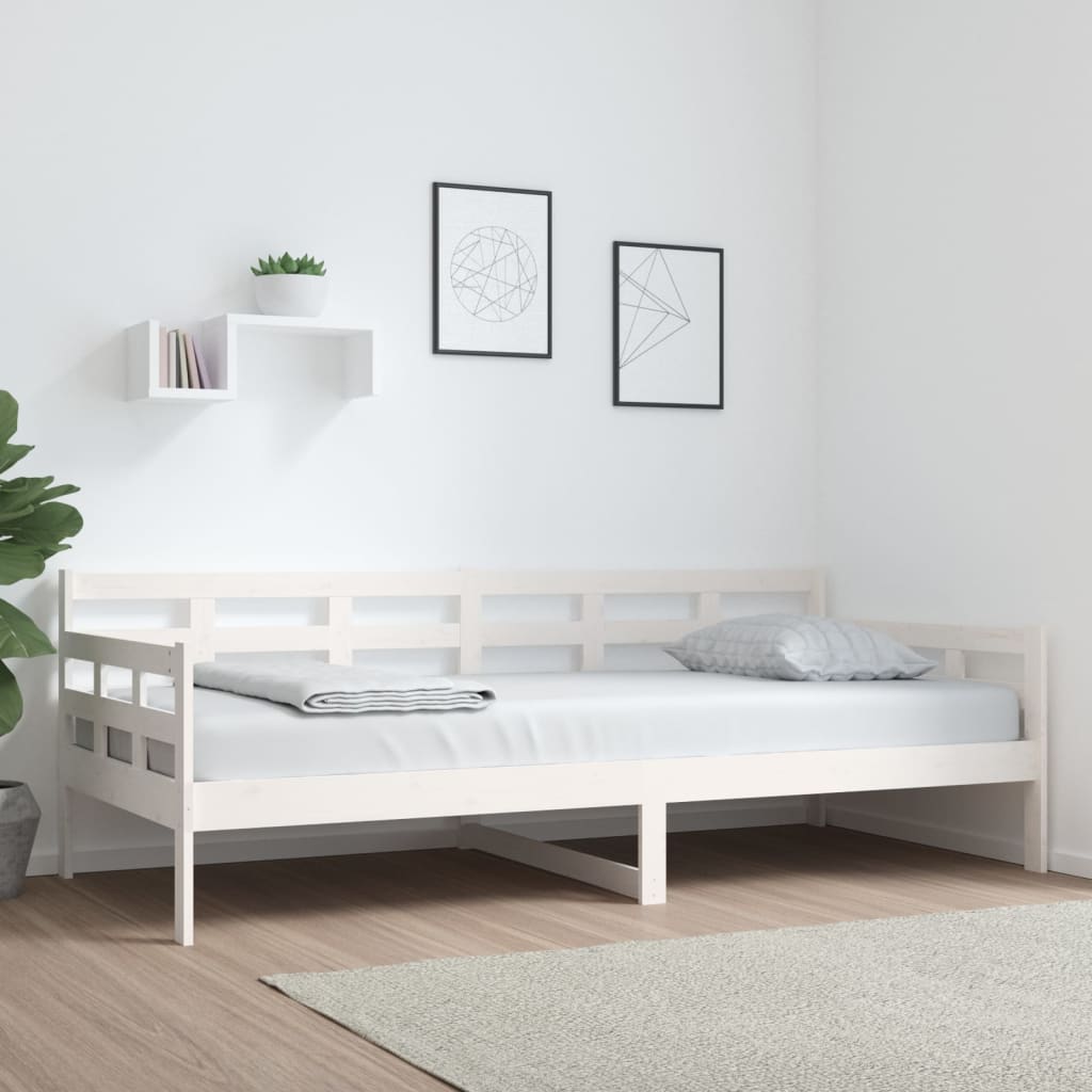 vidaXL Sofá cama sin colchón madera maciza de pino blanco 90x200 cm