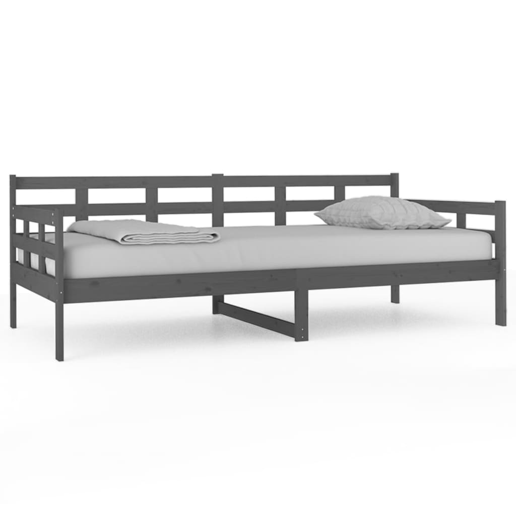 vidaXL Sofá cama sin colchón madera maciza de pino gris 90x200 cm