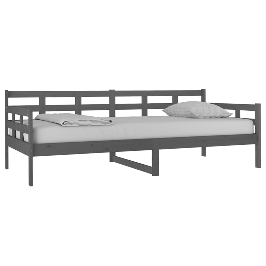 vidaXL Sofá cama sin colchón madera maciza de pino gris 90x200 cm