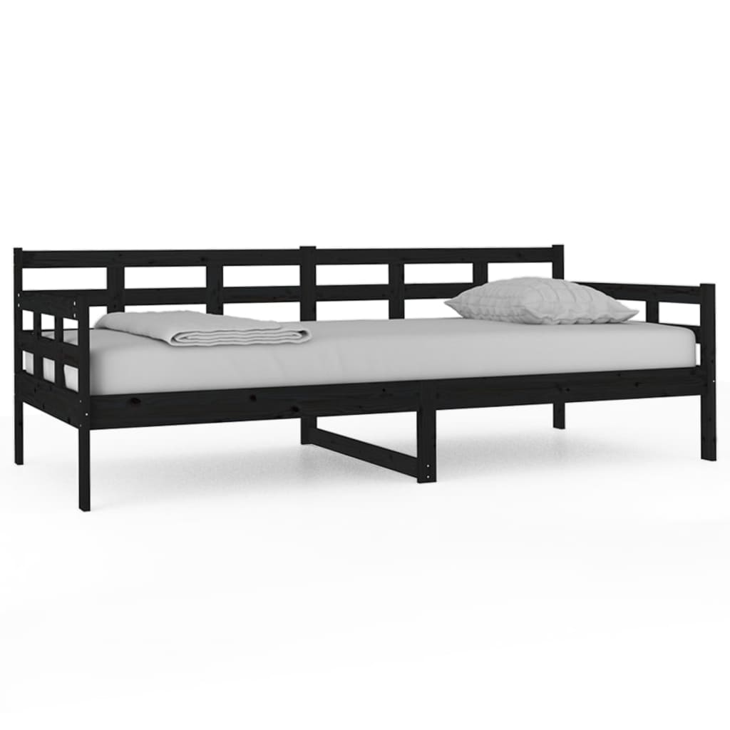 vidaXL Sofá cama sin colchón madera maciza de pino negro 90x200 cm