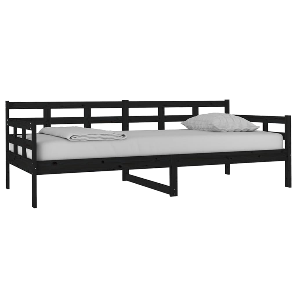 vidaXL Sofá cama sin colchón madera maciza de pino negro 90x200 cm