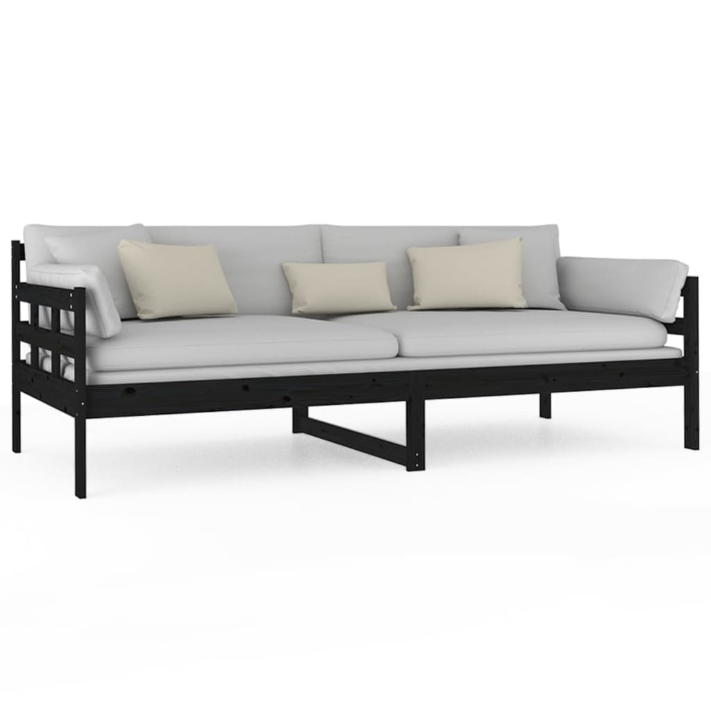 vidaXL Sofá cama sin colchón madera maciza de pino negro 90x200 cm