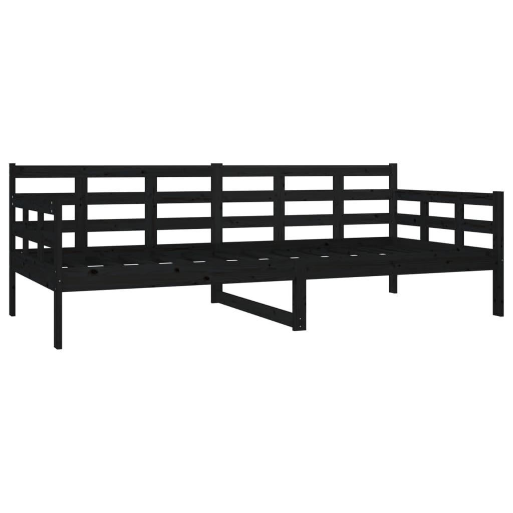 vidaXL Sofá cama sin colchón madera maciza de pino negro 90x200 cm