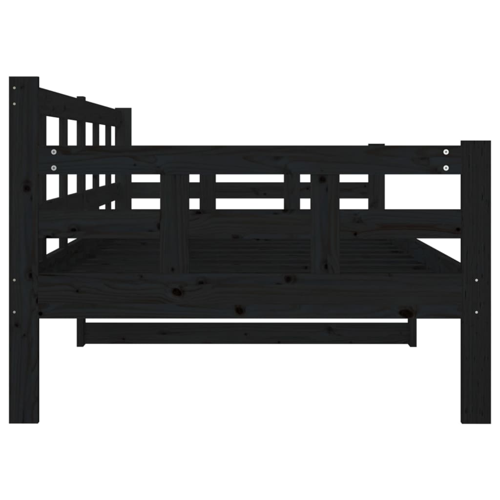 vidaXL Sofá cama sin colchón madera maciza de pino negro 90x200 cm