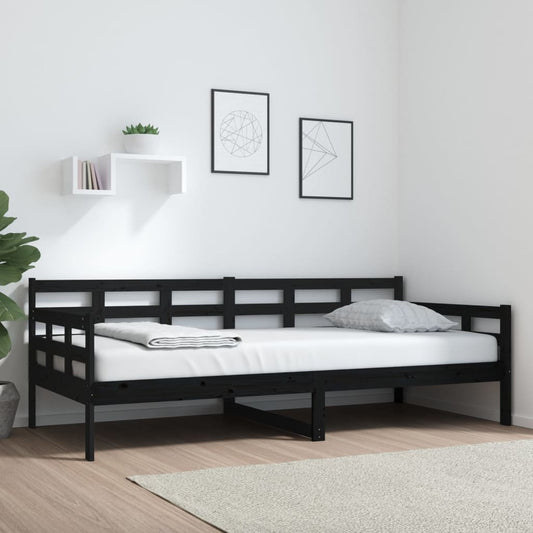 vidaXL Sofá cama sin colchón madera maciza de pino negro 90x200 cm