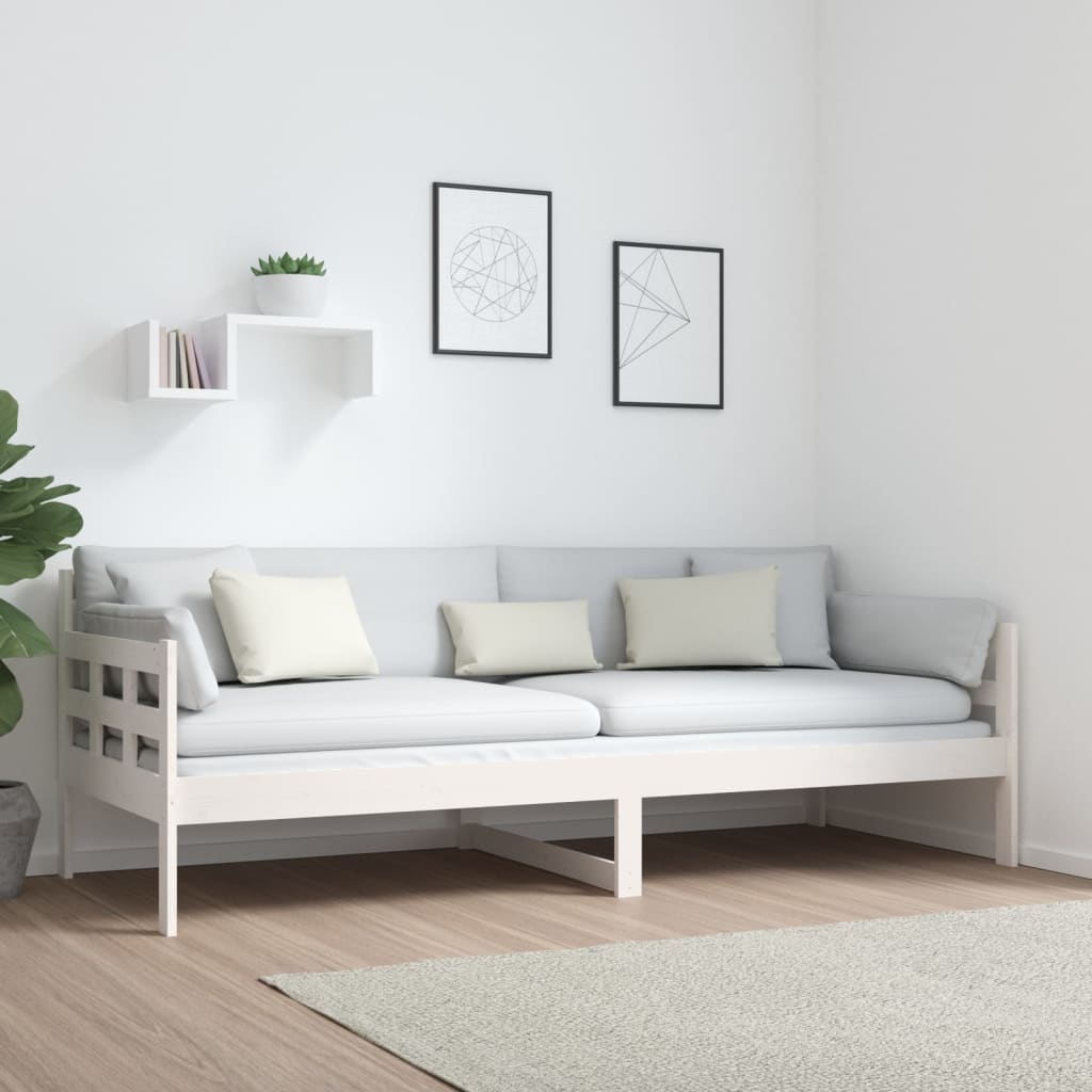 vidaXL Sofá cama madera maciza de pino blanco 80x200 cm