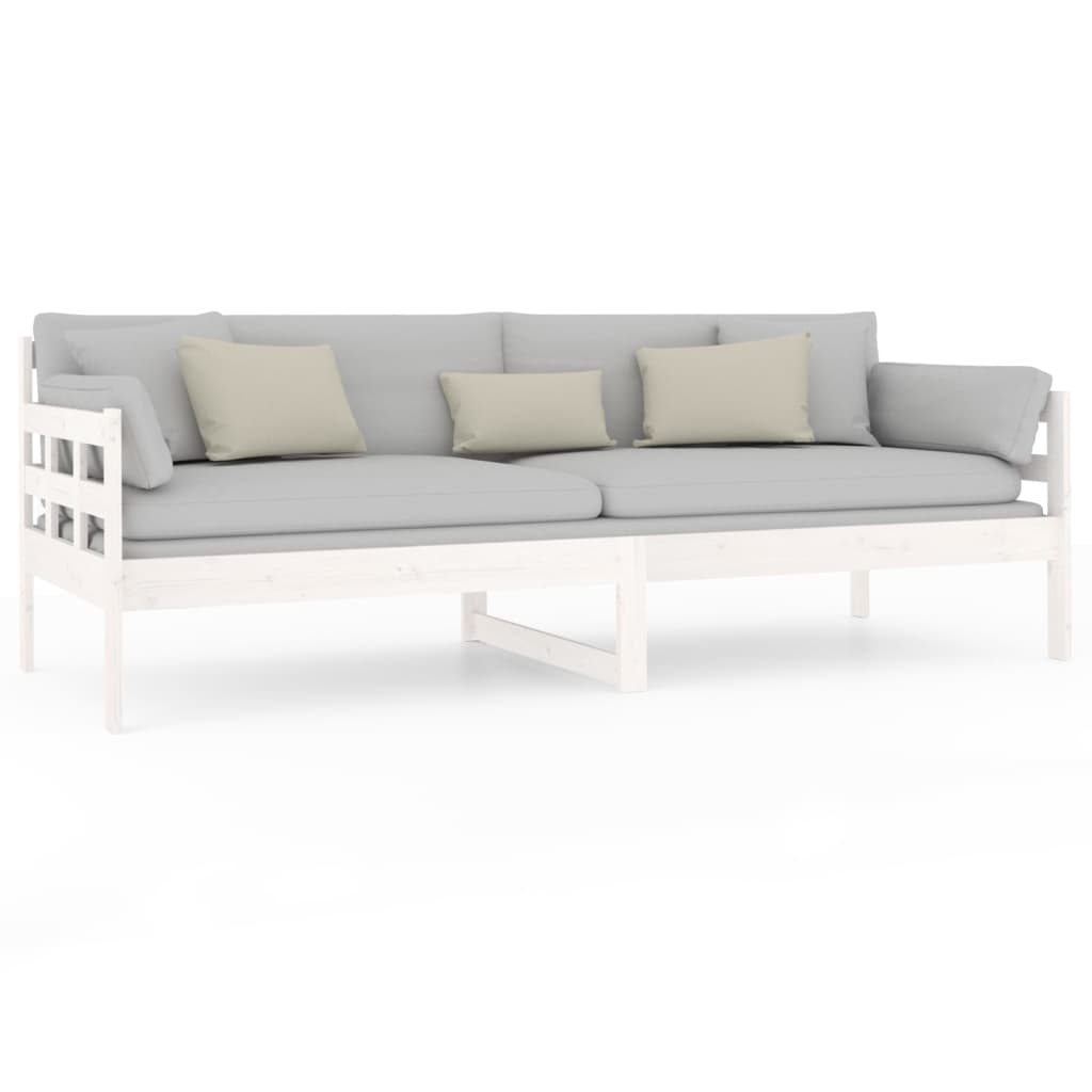 vidaXL Sofá cama madera maciza de pino blanco 80x200 cm