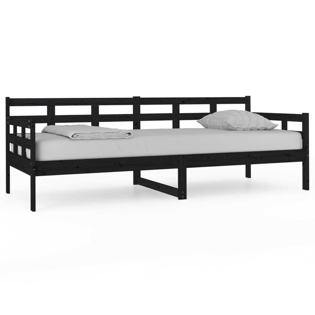 vidaXL Sofá cama madera maciza de pino negro 80x200 cm