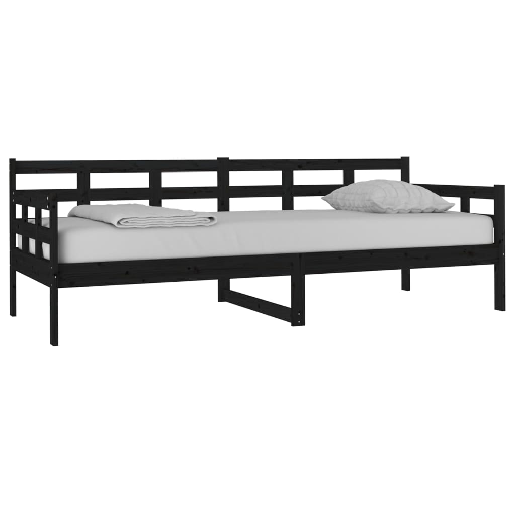 vidaXL Sofá cama madera maciza de pino negro 80x200 cm