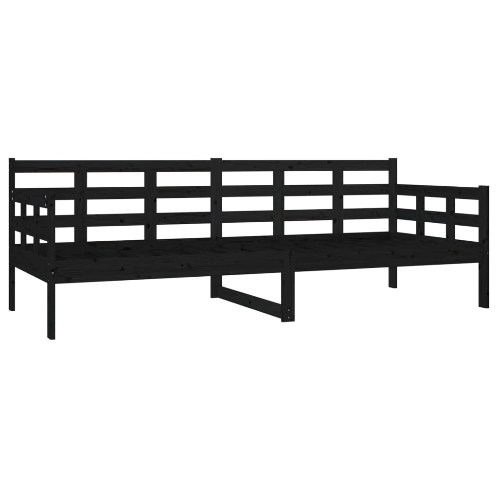 vidaXL Sofá cama madera maciza de pino negro 80x200 cm