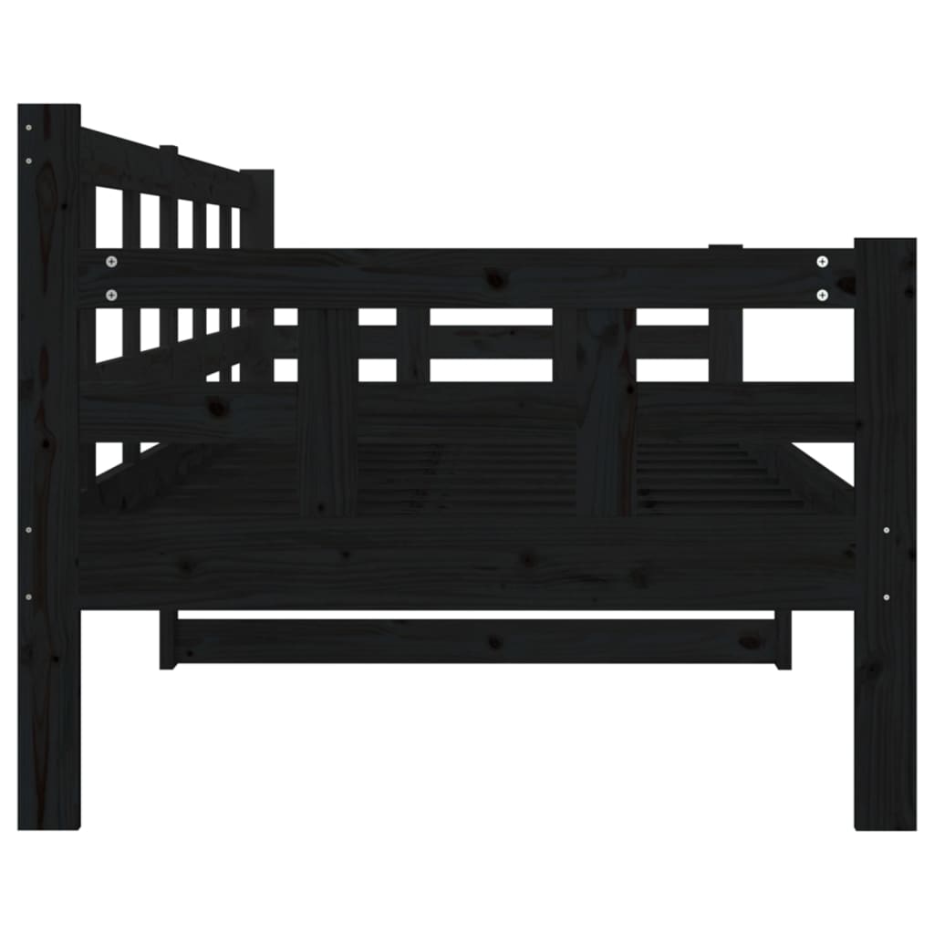 vidaXL Sofá cama madera maciza de pino negro 80x200 cm