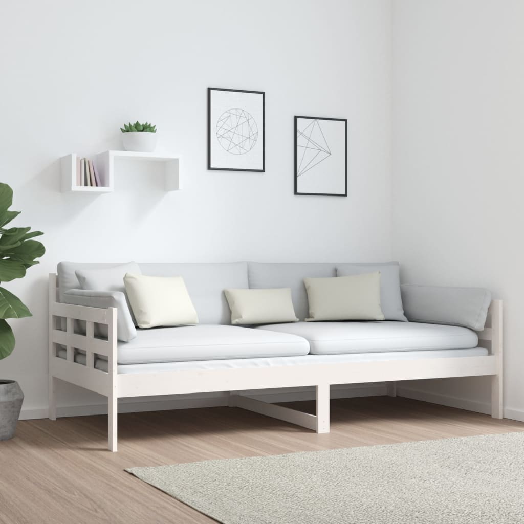 vidaXL Sofá cama madera maciza de pino blanco 90x190 cm