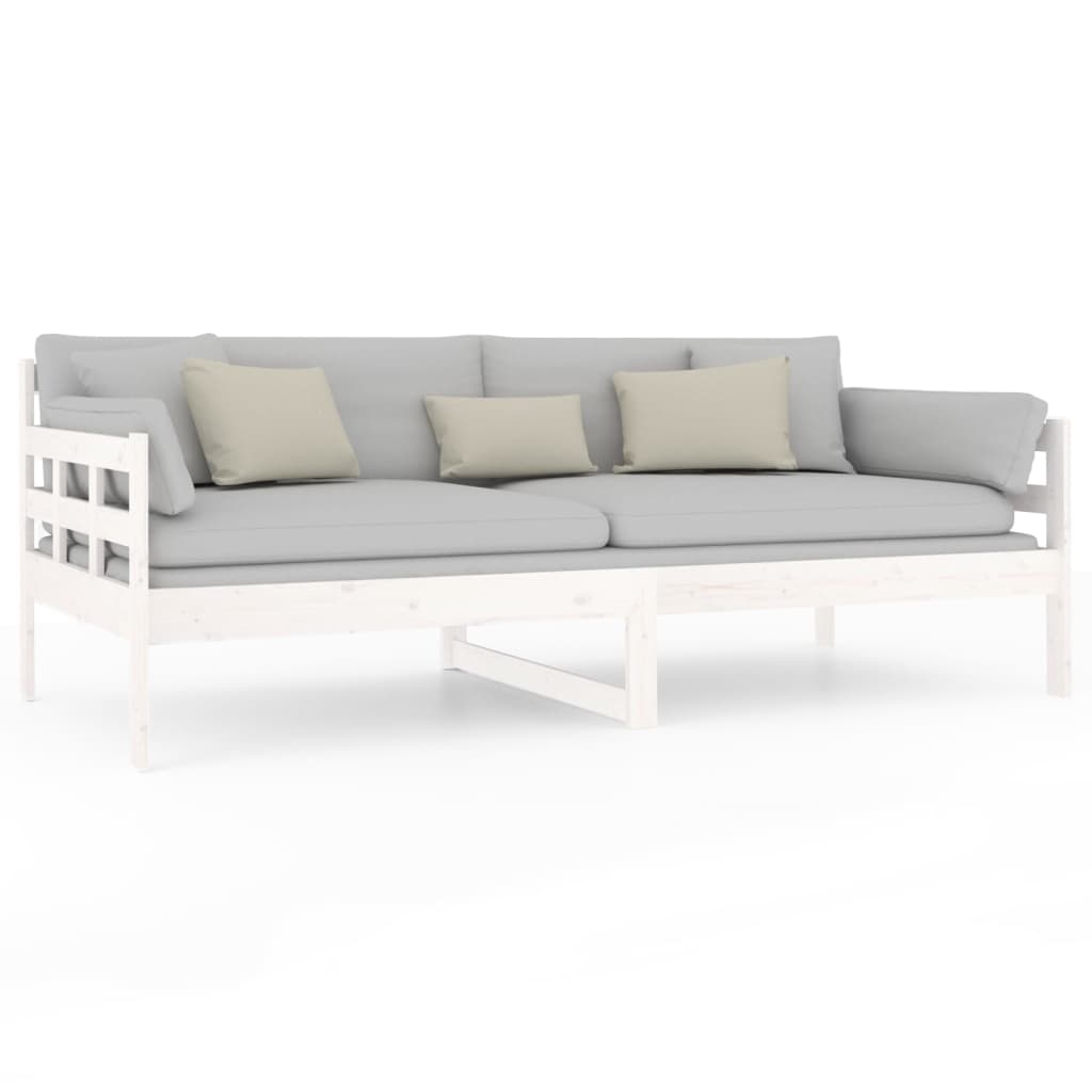 vidaXL Sofá cama madera maciza de pino blanco 90x190 cm