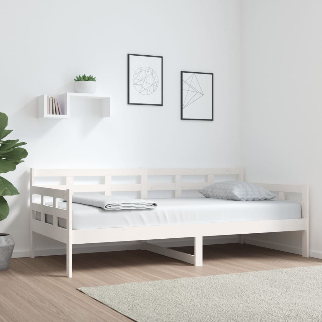 vidaXL Sofá cama madera maciza de pino blanco 90x190 cm