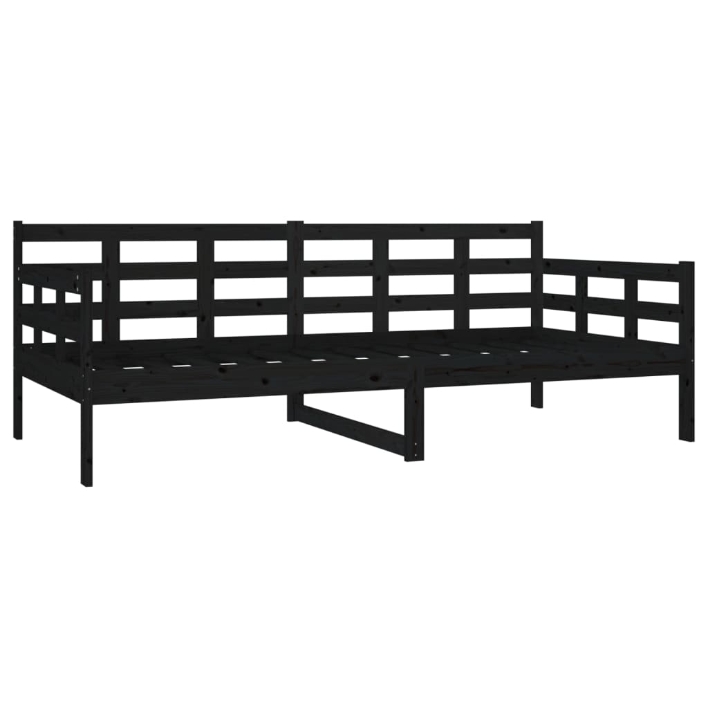 vidaXL Sofá cama madera maciza de pino negro 90x190 cm