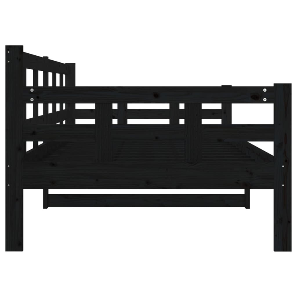 vidaXL Sofá cama madera maciza de pino negro 90x190 cm