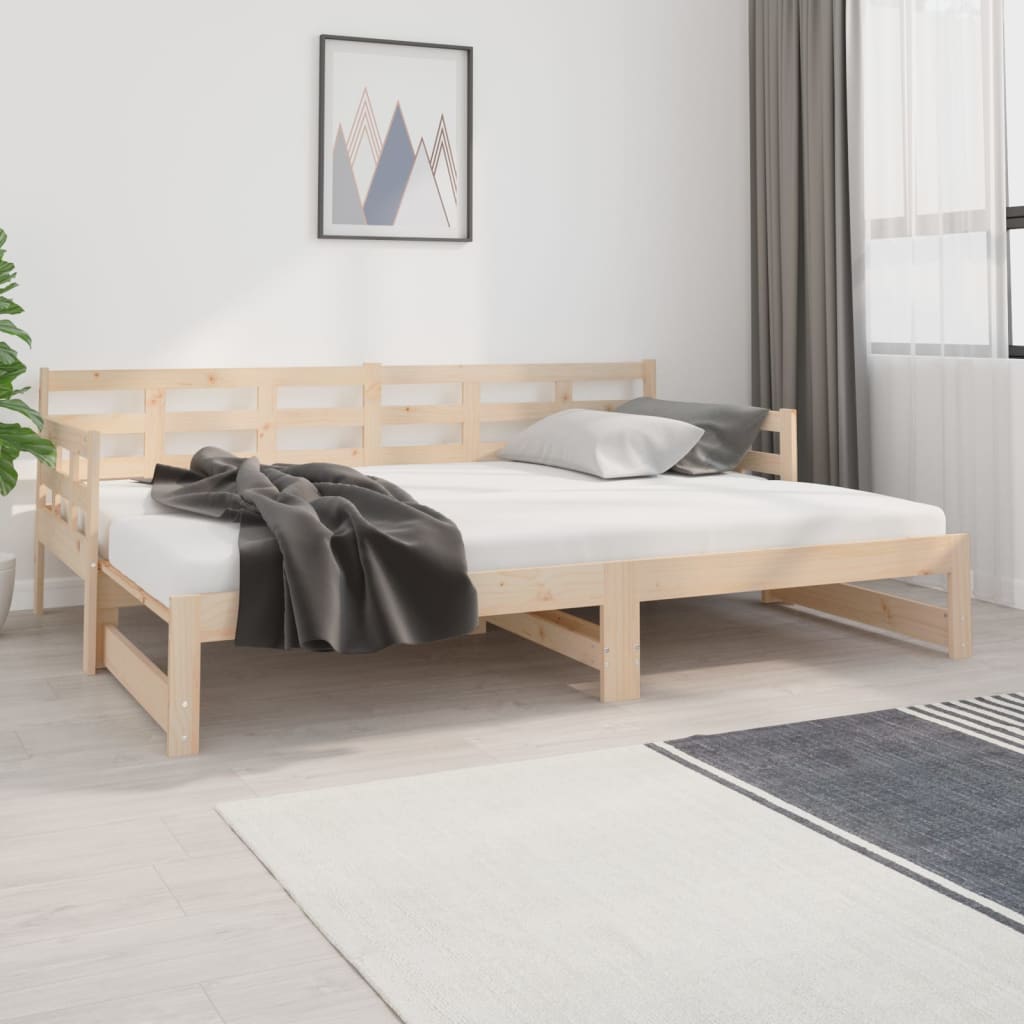 vidaXL Sofá cama extraíble madera maciza de pino 2x(80x200) cm