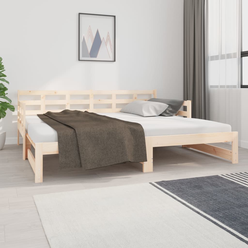 vidaXL Sofá cama extraíble madera maciza de pino 2x(90x190) cm