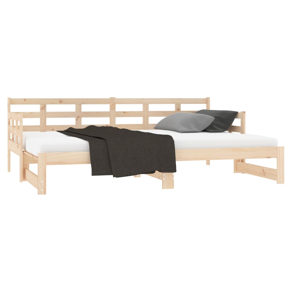 vidaXL Sofá cama extraíble madera maciza de pino 2x(90x190) cm