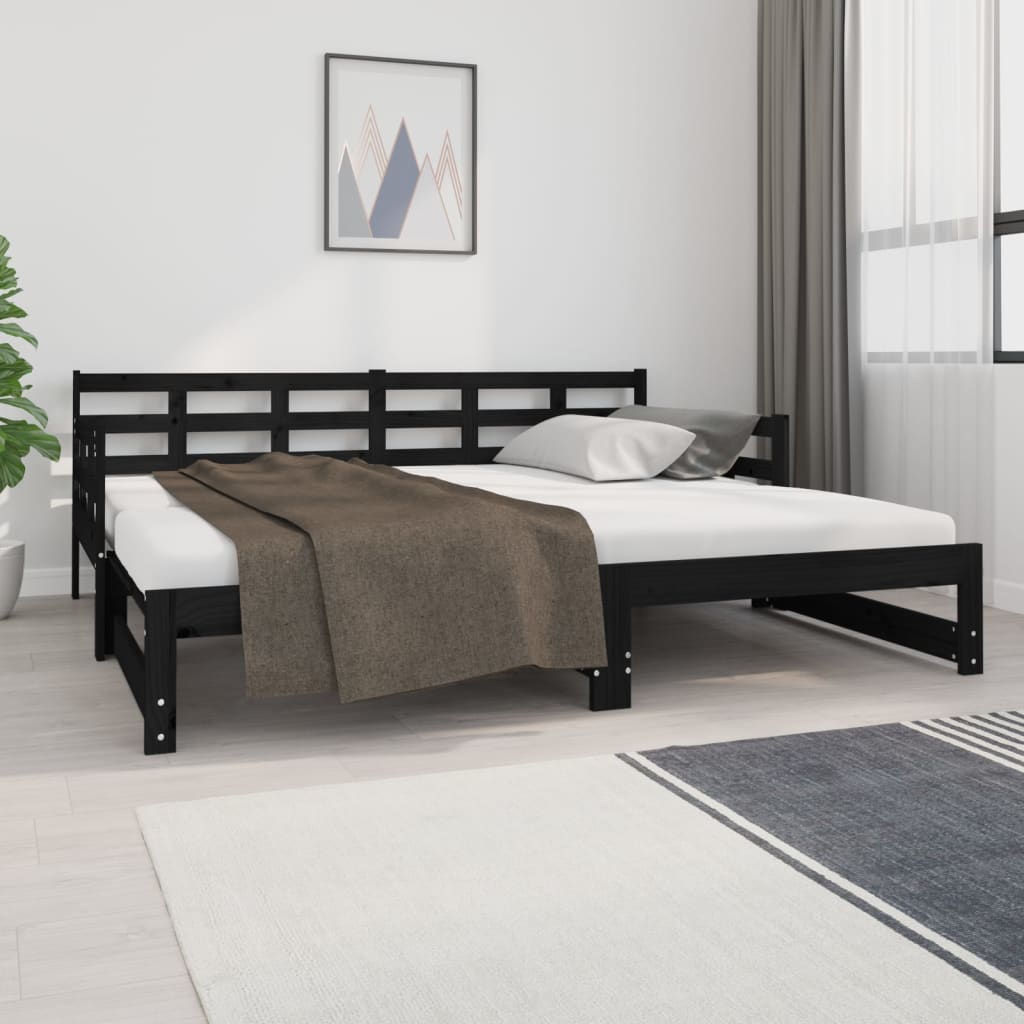 vidaXL Sofá cama extraíble sin colchón negro 2x(90x190) cm