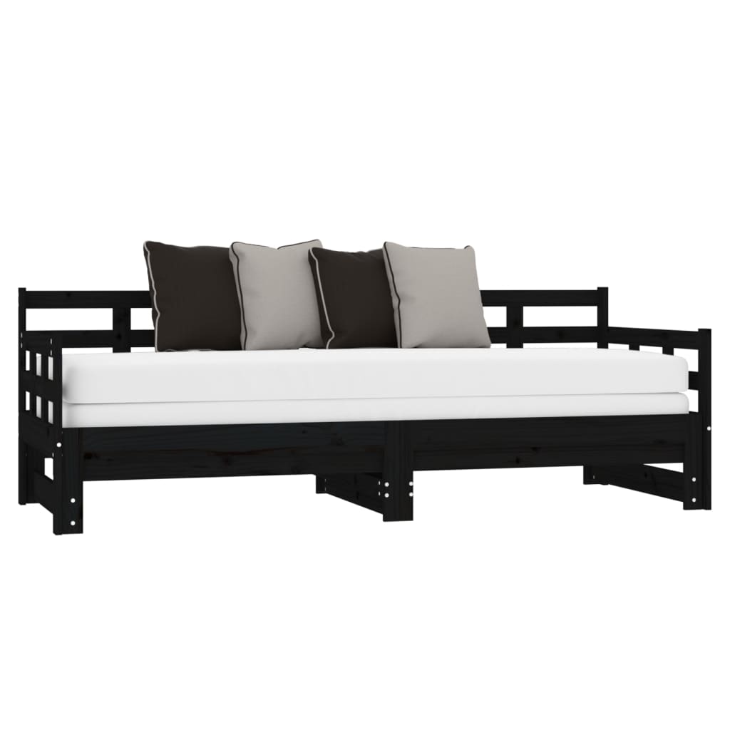 vidaXL Sofá cama extraíble sin colchón negro 2x(90x190) cm