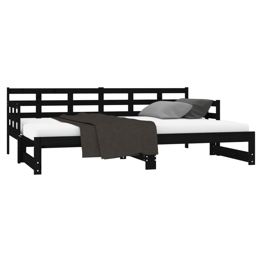 vidaXL Sofá cama extraíble sin colchón negro 2x(90x190) cm