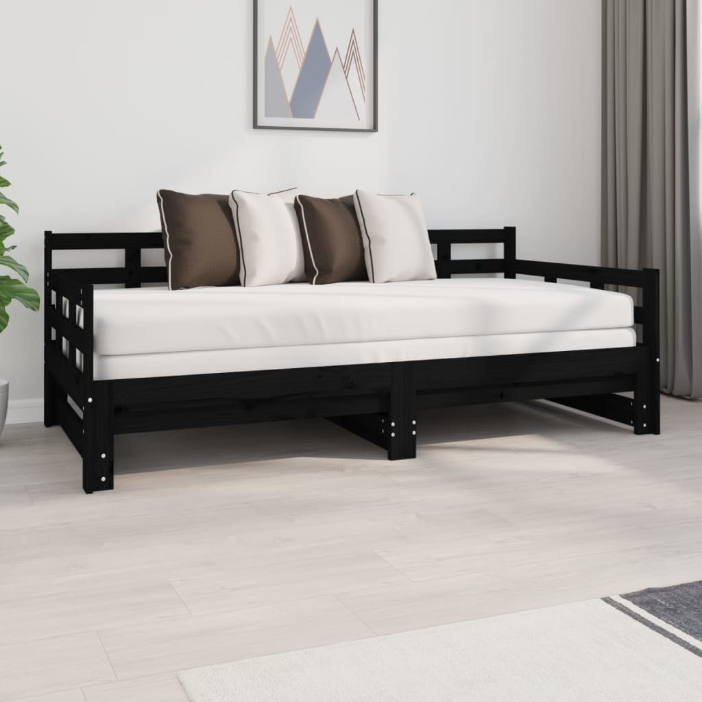 vidaXL Sofá cama extraíble sin colchón negro 2x(90x190) cm