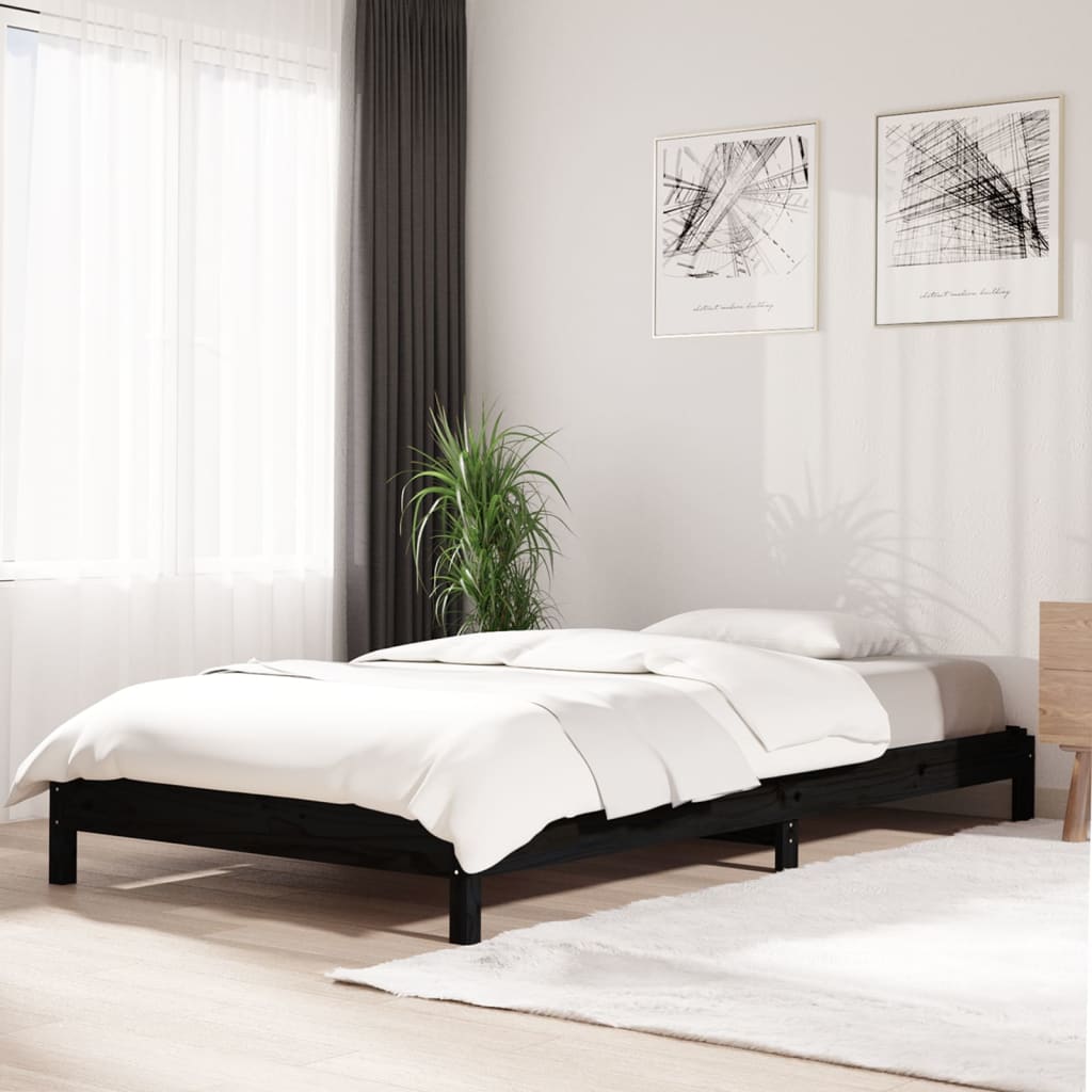 vidaXL Cama apilable de madera pino maciza negro 100x200 cm