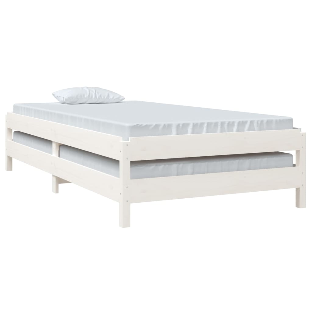 vidaXL Cama apilable de madera pino maciza blanco 90x200 cm